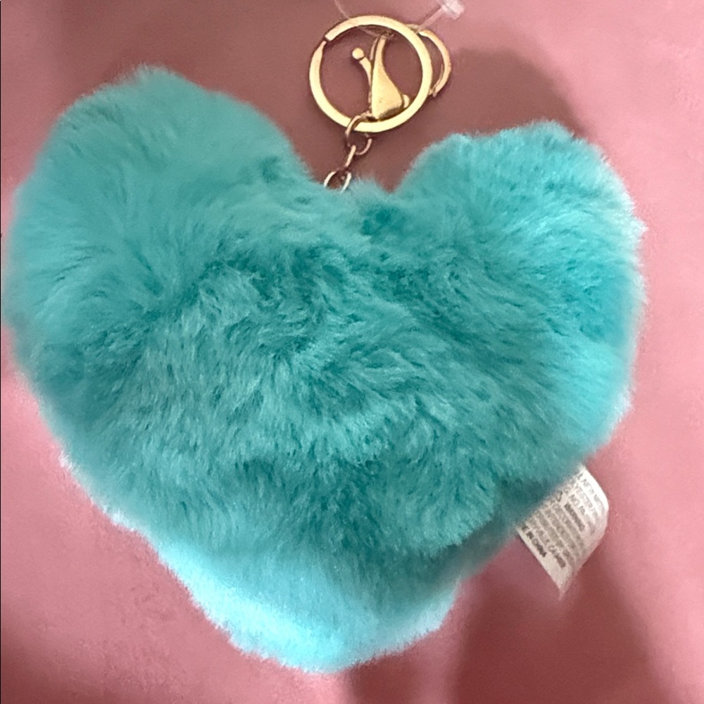Fluffy Teal Heart Pillow